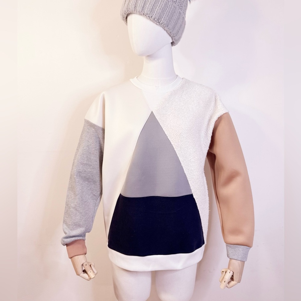 🎨 StyleNanda Patchwork Sweatshirt (Korean Brand / Designer Style)